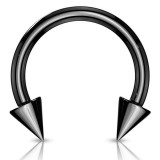 Piercing fer à cheval 06 - Plaqué-titane noir pointes