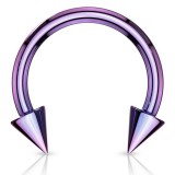 Piercing fer à cheval 06 - Plaqué-titane lilas pointes