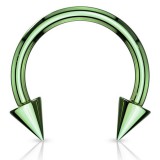 Piercing fer à cheval 06 - Plaqué-titane vert-pomme pointes