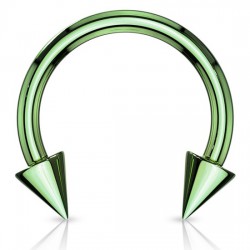 Piercing fer à cheval 06 - Plaqué-titane vert-pomme pointes