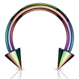 Piercing fer à cheval 06 - Plaqué-titane rainbow pointes
