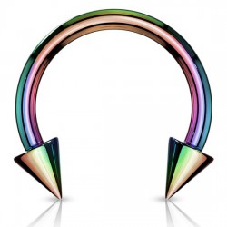 Piercing fer à cheval 06 - Plaqué-titane rainbow pointes