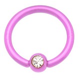 Piercing anneau 1,6mm 84 - Plaqué-titane néon rose strass