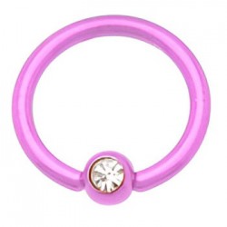 Piercing anneau 1,6mm 84 - Plaqué-titane néon rose strass
