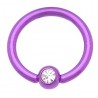 Piercing anneau 1,6mm 84 - Plaqué-titane néon lilas strass