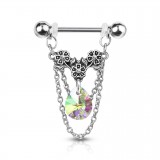 Piercing téton chaine et strass pendant aurora (37)