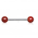 Piercing téton barbell 76 - Bois exotique cherry