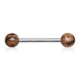 Piercing téton barbell 76 - Bois exotique brun