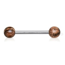 Piercing téton barbell 76 - Bois exotique brun