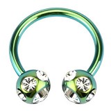 Piercing fer à cheval 08 - Plaqué-titane vert tiffany