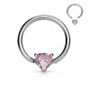 Piercing anneau 1,6mm 09 - Cristal coeur rose