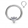Piercing anneau 1,6mm 09 - Cristal coeur transparent
