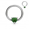 Piercing anneau 1,6mm coeur cristal vert pomme (09)