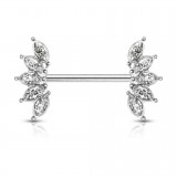 Piercing téton barbell 02 - Pétales de fleur transparents