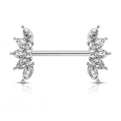 Piercing téton barbell 02 - Pétales de fleur transparents