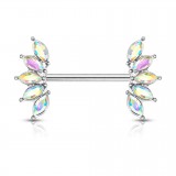 Piercing téton barbell 02 - Pétales de fleur auroras