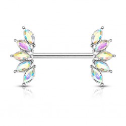 Piercing téton barbell 02 - Pétales de fleur auroras