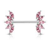 Piercing téton barbell 02 - Pétales de fleur roses