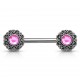 Piercing téton barbell 49 - Vintage gris B rose