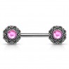 Piercing téton barbell 49 - Vintage gris B rose
