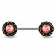 Piercing téton barbell 60 - Vintage bronze opalite rose