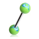 Piercing de langue UV 39 - Coeur deluxe vert-pomme