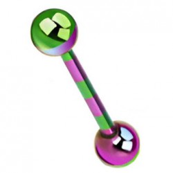 Piercing pour langue PVD 13 - Strié lilas et vert