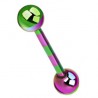 Piercing pour langue PVD 13 - Strié lilas et vert