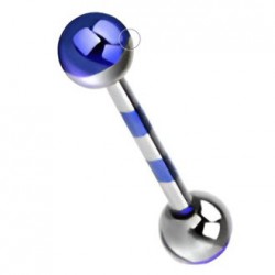 Piercing pour langue PVD 13 - Strié gris et bleu