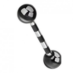 Piercing pour langue PVD 13 - Strié noir et gris