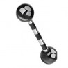 Piercing pour langue PVD 13 - Strié noir et gris