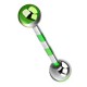 Piercing pour langue PVD 13 - Strié gris et vert-pomme