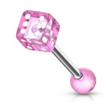 Piercing de langue UV 23 - Dé rose