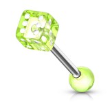Piercing de langue UV 23 - Dé vert-pomme