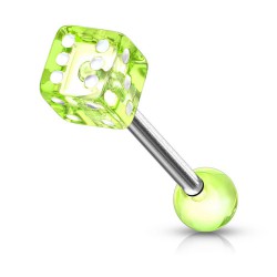 Piercing de langue UV 23 - Dé vert-pomme