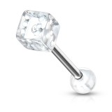 Piercing de langue UV 23 - Dé transparent