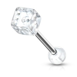 Piercing de langue UV 23 - Dé transparent