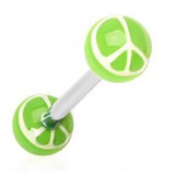 Piercing de langue UV 24 - Peace and love vert-pomme