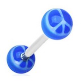 Piercing de langue UV 24 - Peace and bleu