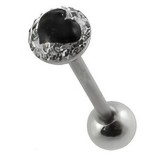 Piercing langue 87 - Coeur noir férido transparent