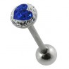 Piercing langue 87 - Coeur bleu férido transparent