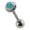 Piercing langue 87 - Coeur bleu-clair férido transparent
