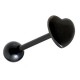 Piercing langue 32 - Coeur plat plaqué-titane noir
