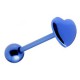 Piercing langue 32 - Coeur plat plaqué-titane bleu