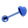 Piercing langue 32 - Coeur plat plaqué-titane bleu