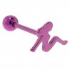 Piercing pour langue PVD 25 - Plaqué-titane lilas femme