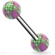 Piercing de langue UV 21 - Checker lilas et vert