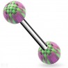 Piercing de langue UV 21 - Checker lilas et vert