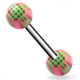 Piercing de langue UV 21 - Checker rose et vert