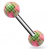 Piercing de langue UV 21 - Checker rose et vert